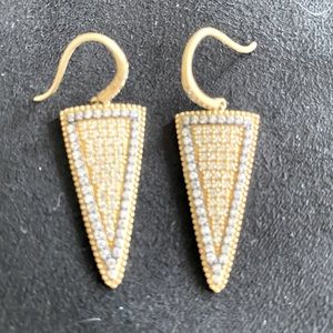 Freida Rothman Gold, Crystal and Gunmetal drop earrings